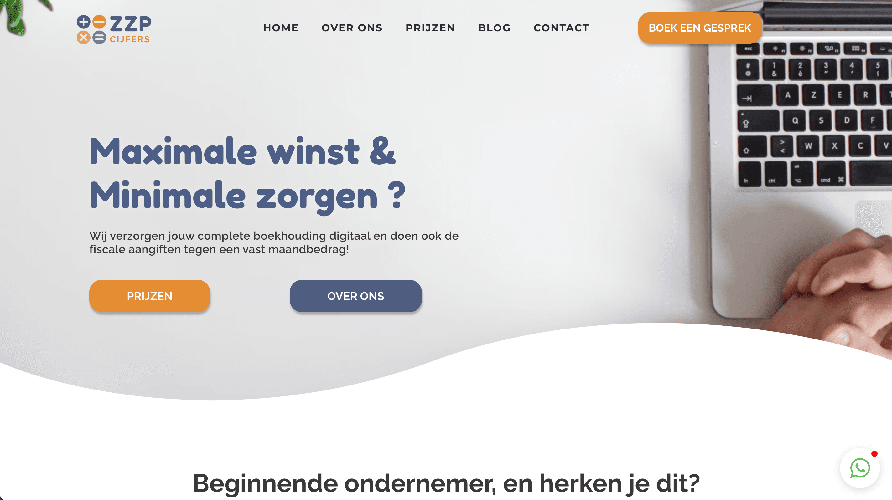 ZZP Cijfers website design by Weblyfe